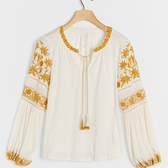 By Anthropologie Aja Embroidered Blouse sz: Small - Picture 1 of 4